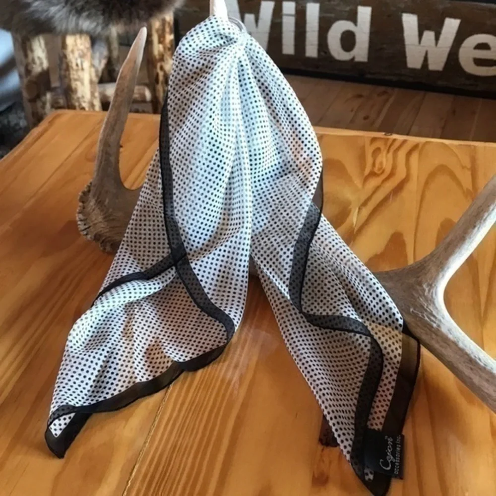 All Silk Purse Scarf Square black with Tiny Polkadots
